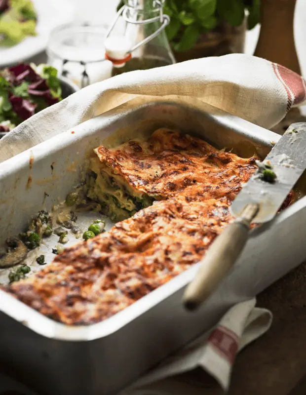 Vegetarisk lasagne i plåtform
